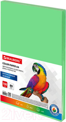 Бумага Brauberg А4 80г/м / 112451 (100л, зеленый)