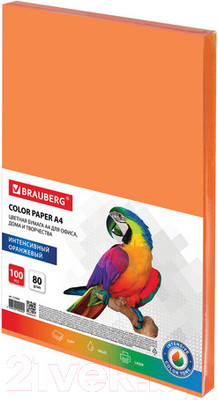Бумага Brauberg А4 80г/м / 112452 (100л, оранжевый)