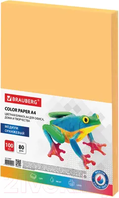 Бумага Brauberg А4 80г/м / 112457 (100л, оранжевый)