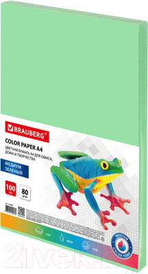 Бумага Brauberg А4 80г/м / 112458 (100л, зеленый)
