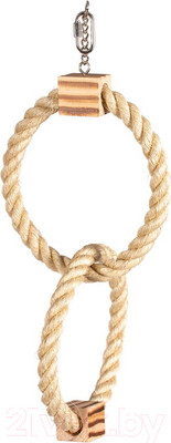 Качели для клетки Duvo Plus Двойное веревочное кольцо с деревянными блоками / 11579/DV (бежевый)