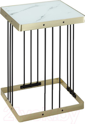Журнальный столик Sheffilton SHT-CT16 (светлый мрамор/латунь/черный)