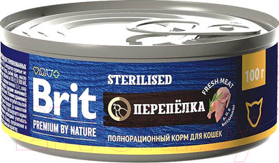 Влажный корм для кошек Brit Sterilised с мясом перепелки / 5051274 (100г)