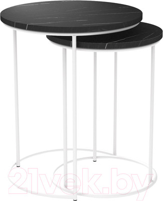 Комплект журнальных столиков Sheffilton SHT-CT7 (камень пьетра черный/белый муар)