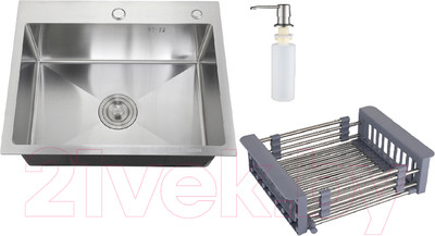 Мойка кухонная РМС MR-6050 (корзина раздвижная и дозатор врезной)