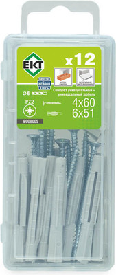 Дюбель универсальный ЕКТ B008005 (12шт)