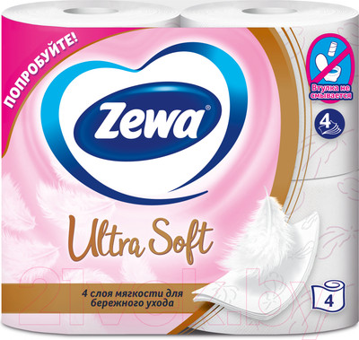 Туалетная бумага Zewa Ultra Soft 4-слойная (1x4рул, белый)