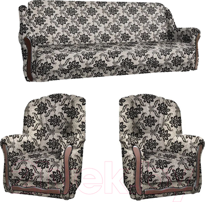 Комплект мягкой мебели Асмана Анна-1 (рогожка вензель коричневый)