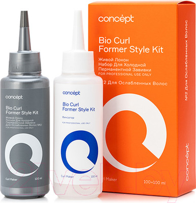 Набор для химической завивки Concept Биозавивка Живой локон для ослабленных волос №2 (100мл+100мл)