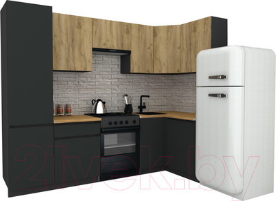 Кухонный гарнитур ВерсоМебель Эко-8 1.2x2.7 правая (дуб крафт золотой/антрацит/ст.золотистый дуб)