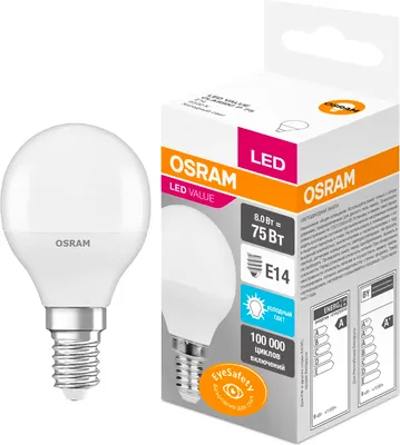 Лампа Osram LED Value Classic P75 8Вт Е14 6500K / 4058075475205