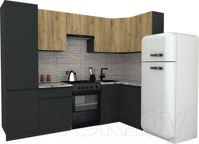 Кухонный гарнитур ВерсоМебель Эко-8 1.2x2.7 правая (дуб крафт золотой/антрацит/ст.альберика)
