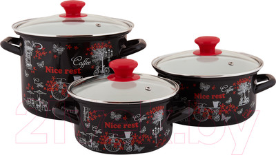 Набор кастрюль КМЗ Отдых 5-1 Люкс (3шт, черный)