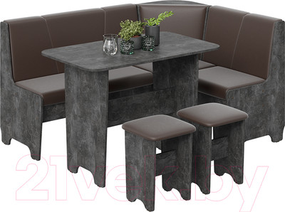 Обеденная группа ТриЯ Техас исп. 1 (ателье темный/экокожа коричневый)