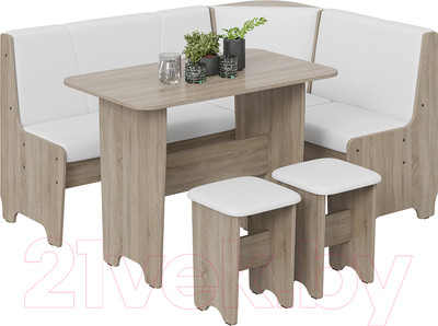Обеденная группа ТриЯ Техас исп. 1 (дуб сонома трюфель/экокожа белый)