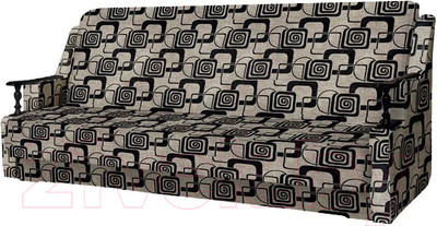 Диван Асмана Анна с деревянными подлокотниками (рогожка кубики коричневые)