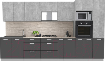 Кухонный гарнитур Interline Мила Лайт 3.6 ВТ (бетон/антрацит/травертин)