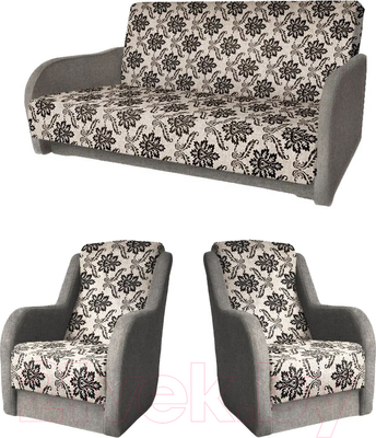 Комплект мягкой мебели Асмана Дачник-1 (рогожка вензель коричневый/рогожка беж)