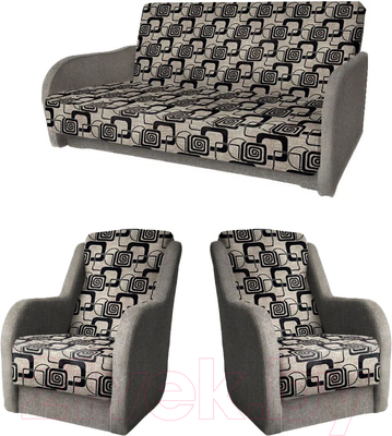 Комплект мягкой мебели Асмана Дачник-1 (рогожка кубики коричневые/рогожка беж)