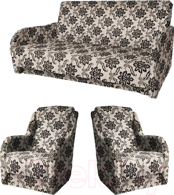 Комплект мягкой мебели Асмана Дачник-1 (рогожка вензель коричневый)