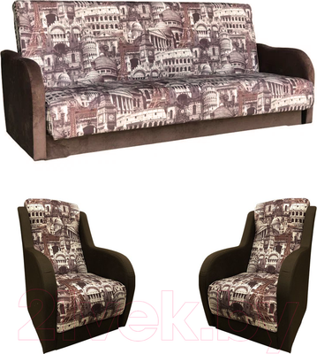 Комплект мягкой мебели Асмана Дачник-1 (архитектура шоколад/банни под.ткань)