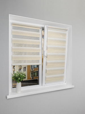 Рулонная штора Lm Decor Дабл ДН LB 55-01 220x185 (белый/бежевый)