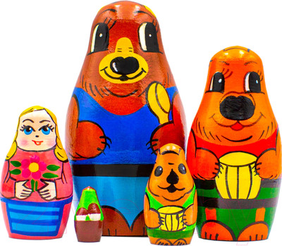 Матрешка сувенирная Брестская Фабрика Сувениров В виде персонажей из сказки Златовласка и три медведя 5153
