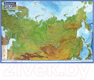 Настенная карта Brauberg Физическая карта России / 112393