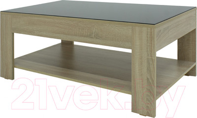 Журнальный столик Мебелик BeautyStyle 26 (сонома/стекло черное)