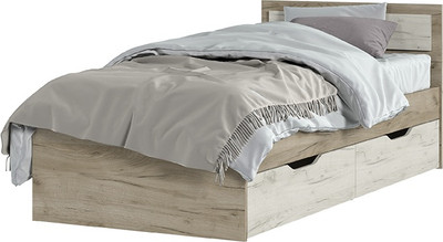 Односпальная кровать Стендмебель Гармония КР-608 90x200 (дуб крафт белый/дуб крафт серый)