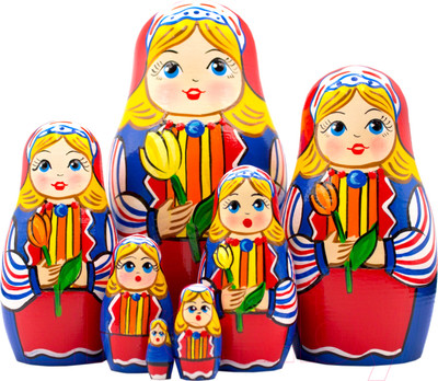 Матрешка сувенирная Брестская Фабрика Сувениров В голандском традиционном костюме с тюльпанами 7025