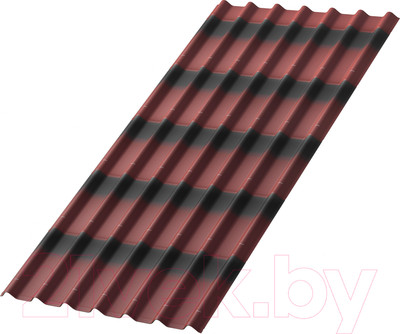 Лист кровельный Onduline P7ED4RU Черепица x5 SR-150 3D (1950x960, красный)
