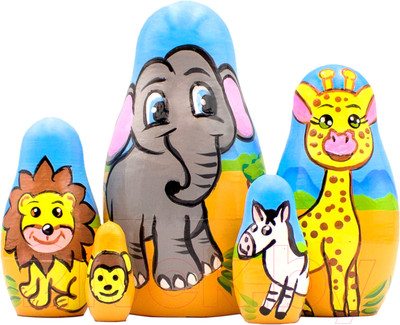Матрешка сувенирная Брестская Фабрика Сувениров Фигурки в виде фигурок животных сафари 5182