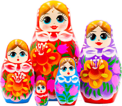 Матрешка сувенирная Брестская Фабрика Сувениров В платье-сарафане с букетом колокольчиков и лилий 5065