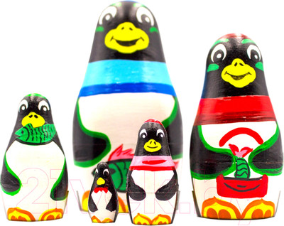 Матрешка сувенирная Брестская Фабрика Сувениров В виде пингвинов 5108b