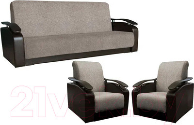 Комплект мягкой мебели Асмана Антуан (рогожка беж/кожзам коричневый)