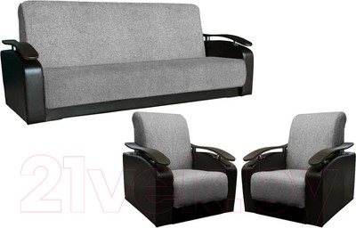 Комплект мягкой мебели Асмана Антуан (рогожка серая/кожзам черный)