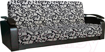 Диван Асмана Антуан (рогожка завиток черный/кожзам черный)