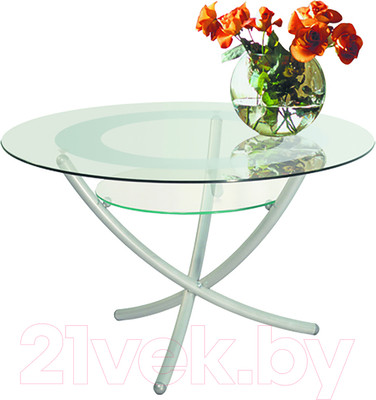 Журнальный столик Мебелик Дуэт 4 (металлик/прозрачный)