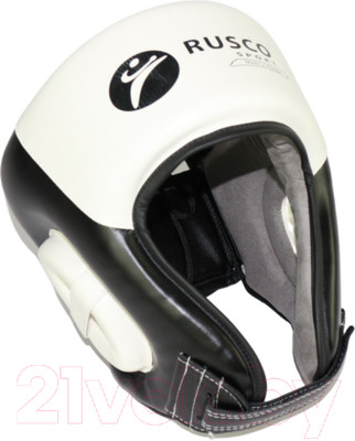 Боксерский шлем RuscoSport Pro С усилением (M, черный/белый)