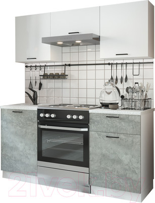 Кухонный гарнитур ДСВ Дуся-2 1.6 (белый бриллиант/цемент)