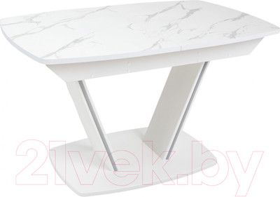 Обеденный стол Аврора Дрезден 80x130-161.5 (камень белый/белый)