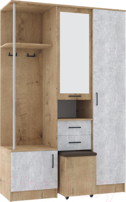 Секция в прихожую ДСВ Дуся 1.3 (дуб бунратти/цемент)