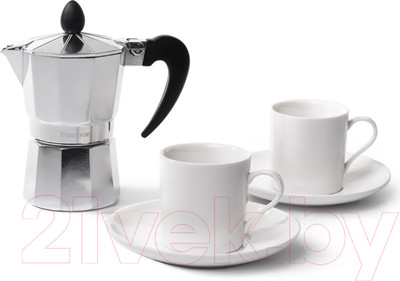 Гейзерная кофеварка Fissman 3324 (с чашками и блюдцами)