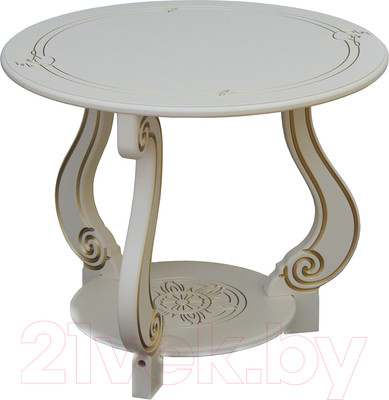 Журнальный столик Мебелик Грация М (слоновая кость/золото)