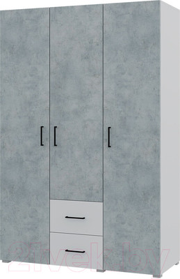 Шкаф Горизонт Мебель Victor 3ств 2ящ (белый/бетон)