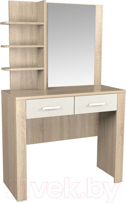 Туалетный столик с зеркалом Интерлиния Коламбия КЛ-16 (дуб сонома/дуб белый)