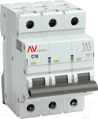 Выключатель автоматический EKF Averes AV-6 3P 16A (C) 6kA / mcb6-3-16C-av