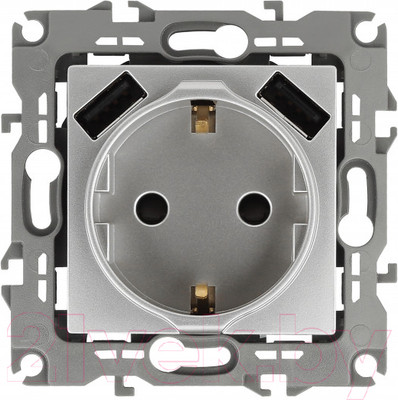 Розетка ЭРА Elegance 14-4109-03 / Б0047869 (алюминий)