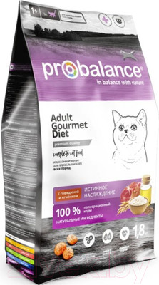 Сухой корм для кошек ProBalance Gourmet Diet Adult с говядиной и ягненком (1.8кг)